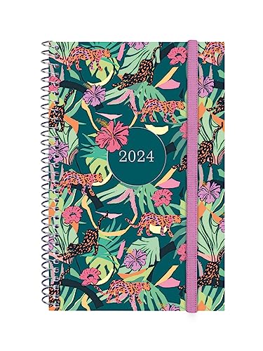 Agenda FINOCAM Spiral Design Collection 2024 Semana Horizontal Enero 2024 - Diciembre 2024 Selva Francesa Cabero Group 1916, S.A. - Cadernos e bloco de notas - agenda, semanal, horizontal, 2024, polipropileno, rigido, margens