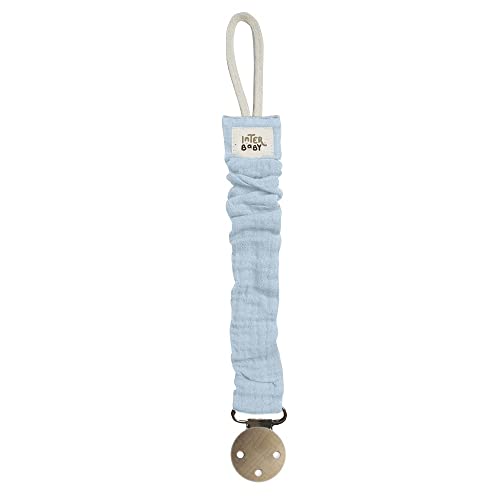 Conjunto de Chupeta e Muselina LIONELO Azul Interbaby - Clipes e suportes para chupetas - chupeta, muselina, tecido de bambu, fecho de segurança