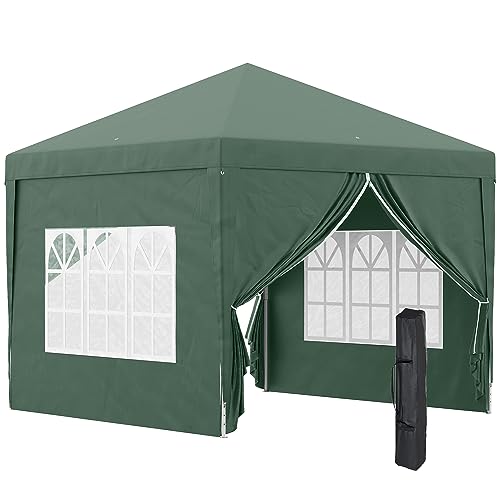 Pérgola Outsunny com 4 Parede Desmontáveis | 3x3 m - Verde Outsunny - Móveis de exterior - pérgola, outsunny, 4 paredes, desmontável, verde