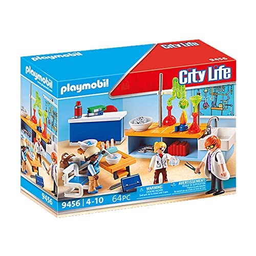 Playmobil City Life: Chemistry Class - 9456 (Idade mínima recomendada: 5 anos) PLAYMOBIL - Brinquedos - três figuras, mobiliário, experiências, idade mínima recomendada