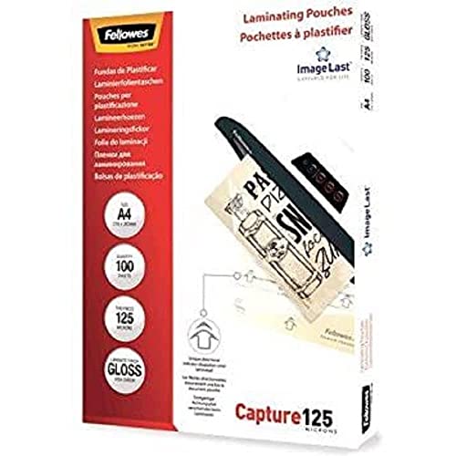 Pack 100 Capas para Plastificar FELLOWES 53074 Fellowes - Filme de laminação, pochetes e folhas - 100 capas, proteção adicional, documentos