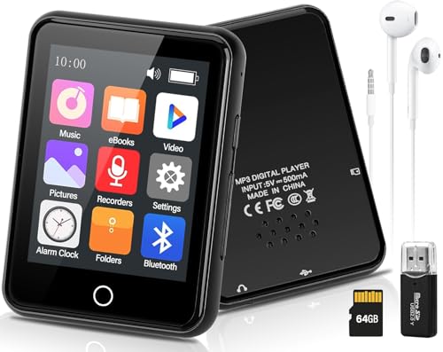 Leitor MP4 Bluetooth 64GB com 2.5'' Tela Tátil LIUWID - Reprodutores de mp3 - bluetooth, 64gb, tela tátil, gravação de voz