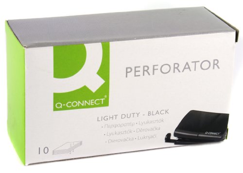 Furador Q-CONNECT 2Hole (Capacidade Máx.: 10 folhas) Connect - Perfuradores de papel - 2 furos, 10 folhas, preto, metal