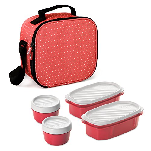 Tatay Urban Food Casual Tupper Vermelho TATAY - Recipientes de armazenamento de alimentos - termo-isolante, 3 recipientes, 4 compartimentos, alça