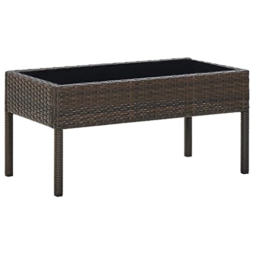 Mesa de Jardim VIDAXL (Castanho - Poli-Rattan - 75 x 40 x 37 cm) vidaXL - Mesas de cozinha e sala de jantar - poli-rattan, 75 x 40 x 37 cm, aço, vidro