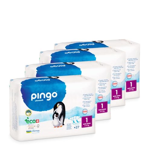 Fraldas para Bebé PINGO T1 (Recém-Nascido) - 108 Unidades Pingo Pañales - Roupa interior - 108 unidades, recém-nascido, tamanho T1
