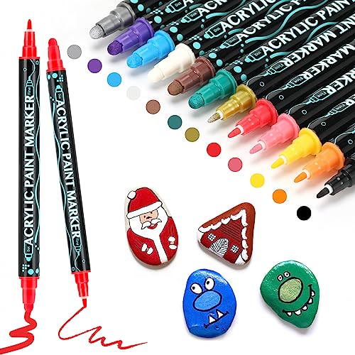 Marcador de Artesanato MITOYMIA Permanente 12 Cores Mitoymia - Marcadores e marcadores de texto - 12 cores, tinta à base de água, não lavável, pincel incluído