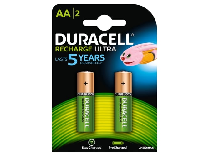 Pilhas Recarregáveis DURACELL Ultra StayCharged (2 unidades) Duracell - Baterias - 2500 mAh, 12 v, aa, litio, preto