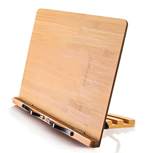 Suporte Livro Cozinha Bamboo 5 Alturas Ajustáveis wishacc - Suportes e descansos para livros - suporte livro, cozinha, bamboo, 5 alturas ajustáveis