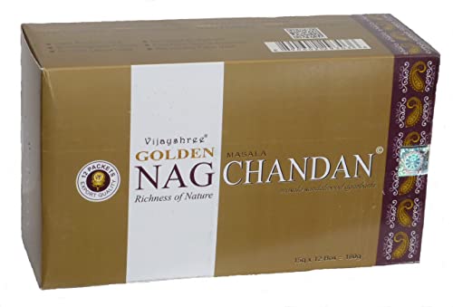 Conjunto de 180 Unidades de Incensos BUSY BITS Golden Nag Chandan Vijayshree - Incenso - 180 unidades, aromas variados, amarelo, sandalwood