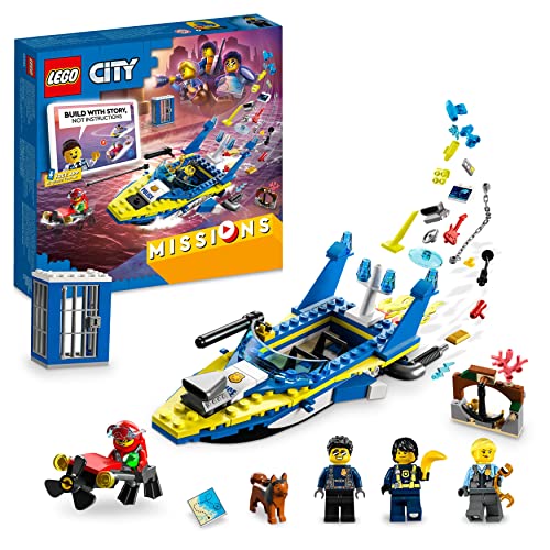 LEGO City Missões de Investigação da Polícia Marítima (Idade Mínima Recomendada: 6 anos) LEGO - Blocos de encaixe - polícia marítima, barco, lancha, celda, minifiguras