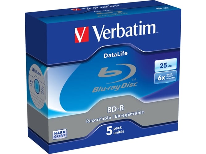 Disco Verbatim BD-R SL 6x 25 Go 25GB (Acessório Informática e Tel.) Verbatim - Mídias vazias - 25GB, 6x, BD-R
