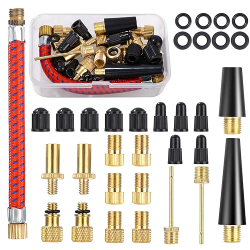 Conjunto 35 peças adaptador de válvula de bicicleta FAOKZE FAOKZE - Equipamento atlético de uso geral - conjunto, 35 peças, adaptador, válvula, bicicleta