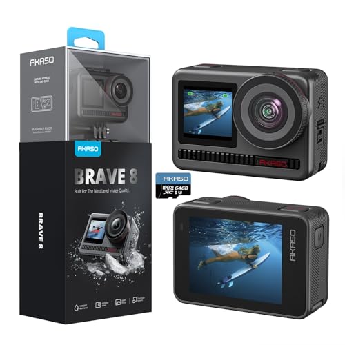 Action Cam AKASO Brave 8 (4K - 12 MP - Até 120 min de autonomia) AKASO - Câmeras - 4k, 12 mp, 120 min autonomia, wi-fi, bluetooth