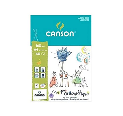 Caderno de Desenho CANSON Escola (A4 - 21x29.7cm) Fila - Papel de arte e artesanato - papel resistente, capa cartão, formato A4, fio vermelho