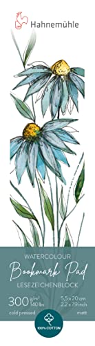 Bloco de Notas HAHNEMÜHLE Watercolour Bookmark Pad Hahnemühle - Marcadores de página - papel 300g/m², acuarela, gouache, tinta ácida