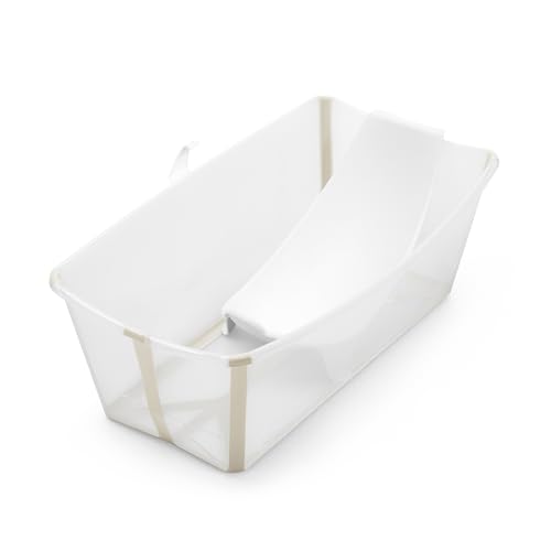 Conjunto de banheira dobrável e suporte STOKKE Flexi Bath Bundle Sandy Beige Stokke - Móveis para bebês e crianças pequenas - banheira dobrável, suporte, tapete, plástico resistente