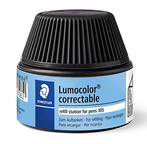 Marcador STAEDTLER Lumocolor Retrátil Preto Staedtler - Recargas de tinta para marcadores e marcadores fluorescentes - repetível, preto, 20ml, correctável