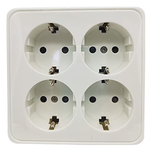 Extensão Elétrica TRADINEUR Quadrado Branco (4 Tomadas) Acan - Fios e cabos elétricos - 4 tomas, 16A, 250v, proteção infantil