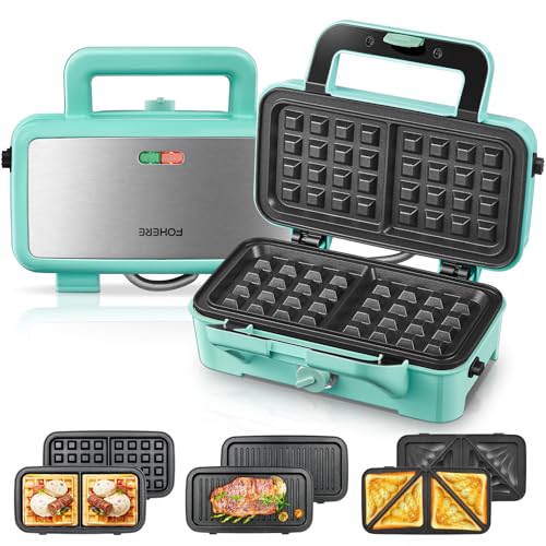 Grelhador Elétrico Cecotec Polka Grill&Go 1200 Azul FOHERE - Sanduicheiras - 3 placas, 1200W, antiaderente, controlo de temperatura