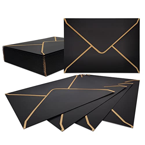 Mica Micas 50 Cartões de Convite A7 Preto e Luxuoso LYHLYA - Envelopes - cartões, a7, preto, luxuoso