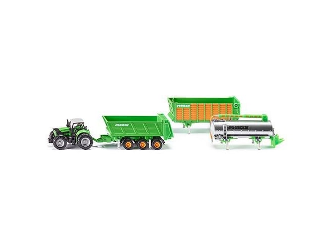 Veículo SIKU Trator Deutz-Fahr com 3 Reboques SIKU - Brinquedos - trator, 3 reboques, Deutz-Fahr, acessórios