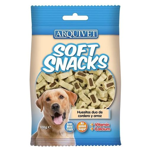 Arquivet Soft Snacks Ossos Duo de cordeio e arroz 100 g Snack natural para Cão Arquivet - Petiscos para cães - 100 g, proteínas, fibras, digestivo