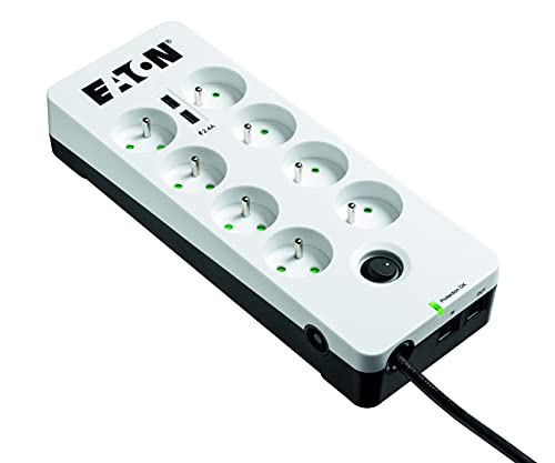 Eaton Protection Box 8 Usb Fr estabilizador de corrente 8 tomada(s) CA Preto Eaton - Filtros de linha e supressores de surtos - 8 tomadas, usb 2.0, 1,5 m, preto
