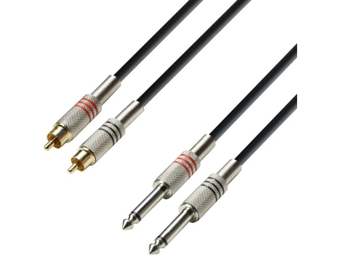 Cabo de Áudio ADAM HALL (RCA - Jack 6.3mm - 6 m - Preto) Adam Hall - Cabos de áudio e vídeo - 6 m, RCA, jack 6.3mm, preto