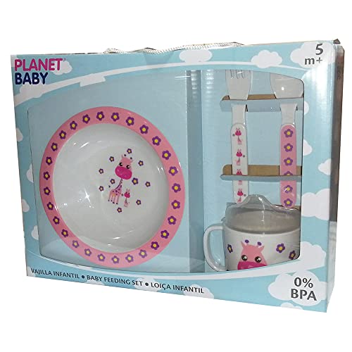 Conjunto de Refeição para Criança BICENNIUM Rosa (Plástico - 19.5 x 17.5 x 7 cm) Planet Baby - Jogos de jantar - plástico, prato, copo com medidor, colher, garfo