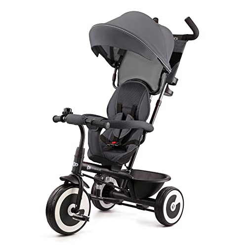 Triciclo KINDERKRAFT Aston (Cinzento - 99-117x56.5x74cm) 4Kraft - Veículos de passeio - metal, arnês ajustável, portador, sino, apoio