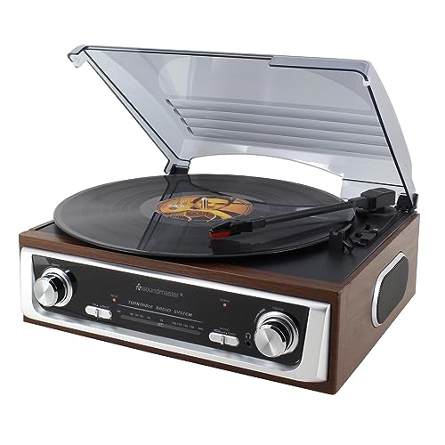 Gira-Discos SOUNDMASTER PL 196 H (Velocidade: 33 1/3 - 45) Soundmaster - Áudio - velocidades 33 1/3-45-78, preto madeira, 318x143x290mm