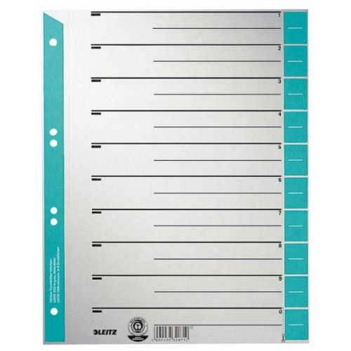 Pasta Organizadora LEITZ 16520030 (Azul - A4) Leitz - Separadores de índice - 10 folhas, papel reciclado, design colorido, organizar documentos