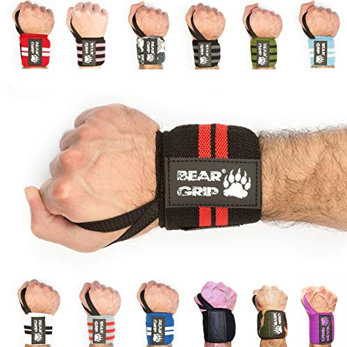 Suporte para Barra de Elevação BEAR GRIP Preto e Vermelho BEAR GRIP - Luvas de levantamento de peso e suportes para as mãos - elevação, preto, vermelho