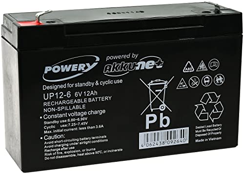 Bateria Recarregável PWR GEL 6V 12Ah (Recondicionado Como Novo) POWERY - Baterias - 12Ah, 72Wh, 6v, gel, recarregável