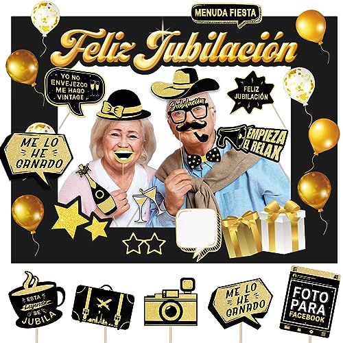 Kit para Fotografia Gebetter 21Pcs Photocall Feliz Jubilação Espanhol GEBETTER - Chapéus de festa - fotografia, gebetter, kit, photocall, feliz, jubileu
