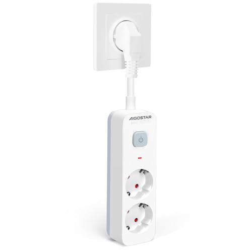 Extensão Elétrica AIGOSTAR 300100HKT (2 Tomadas - Tipo F - Branco) Aigostar - Fios e cabos elétricos - 2 tomas, interruptor, branco