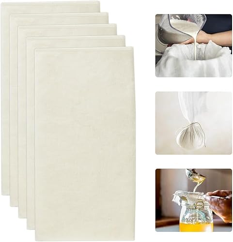 REFORUNG 5 PCS Tela Filtrante Reutilizable Paño para Hacer Queso 40*40cm REFORUNG - Escorredores e peneiras - refung, tela filtrante, reutilizável, 40x40cm