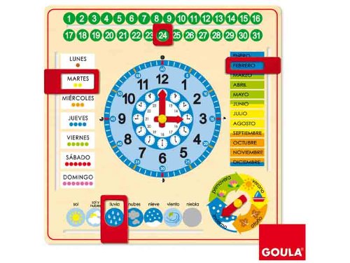 Relógio Escolar GOU LA Castelhano 1-12 Anos Goula - Relógios - calendário, estações, tempo, fichas movíveis