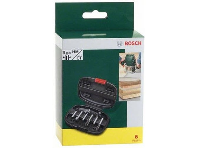 Conjunto de Brocas HAMMER Hm-6 (6 peças) Bosch - Acessórios de roteador - 6 peças, 8 mm, madeira, aço