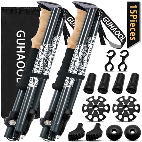 Trekking Sticks GUHAOOL (Preto - Aço Inoxidável) GUHAOOL - Bastões de caminhada - ajustável, aço inoxidável, 108-139 cm, dobrável