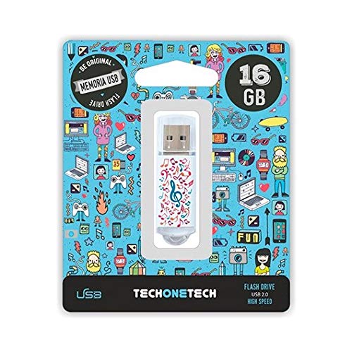 Pen USB TECH ONE MUSIC DREAM TECH4003 (Preto - 16 GB) Tech One Tech - Pen drives usb - 16 gb, usb 2.0, windows, Macintosh, Linux
