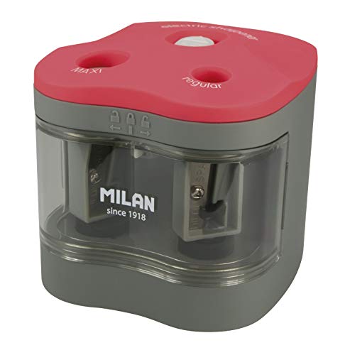Sacapuntes Elétrico Milán para Lapiseira Maxi e Regular Milan - Afia-lápis - elétrico, duplo, tanque grande, lâmina carbono, segurança