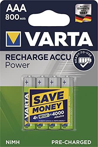 Pilha Recarregável VARTA Longlife Accu AAA Varta - Baterias - nícaco, AAA, 800mah, 1.2V