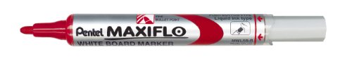 Marcador PENTEL Maxiflow (Ponta Média - Vermelho) Pentel - Marcadores e marcadores de texto - fibra, vermelho, lavável, base água