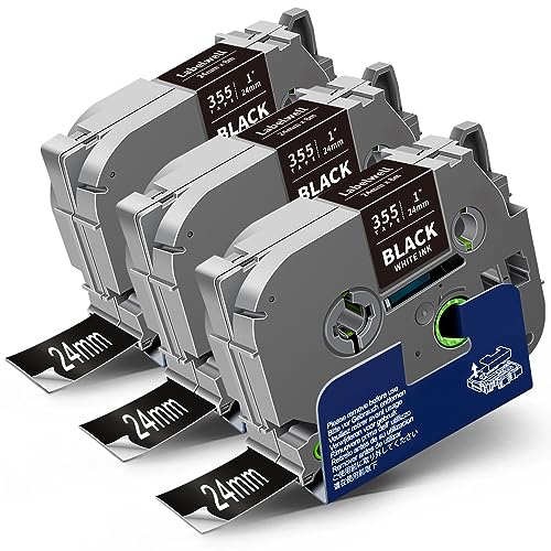 Fita para Etiquetadora LABELWELL TZe355 Branco sobre Preto Labelwell - Fitas de etiquetas e recargas - branco sobre preto, etiquetadora
