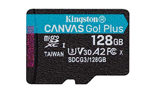 Cartão de Memória MicroSD KINGSTON Canvas Go Plus (128 GB - 170 MB/s) + Adaptador Kingston - Cartões de memória flash - 128 GB, microsd, 170 mb/s, uhs-i