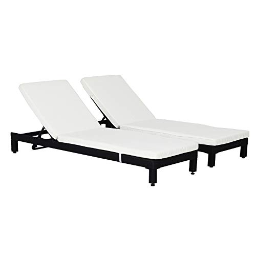 Conjunto de 2 Espreguiçadeiras Outsunny | 43x46x88 cm - Preto Outsunny - Móveis de exterior - conjunto, espreguiçadeiras, outsunny, 43x46x88 cm, preto