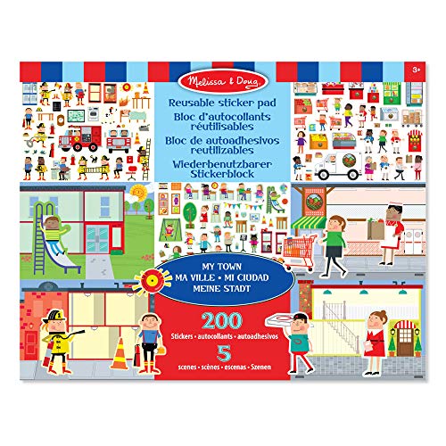 Brinquedo de Trabalhos Manuais MELISSA & DOUG Sticker City Melissa & Doug - Enfeites e acabamentos - autocolantes reutilizáveis, 5 fundos de cores, habilidades motoras finas, criativo