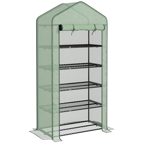 Invernador Outsunny | 90 x 49 x 193 cm - Verde Outsunny - Estufas - 90x49x193 cm, verde, aço, cobertura PE, porta enrolável